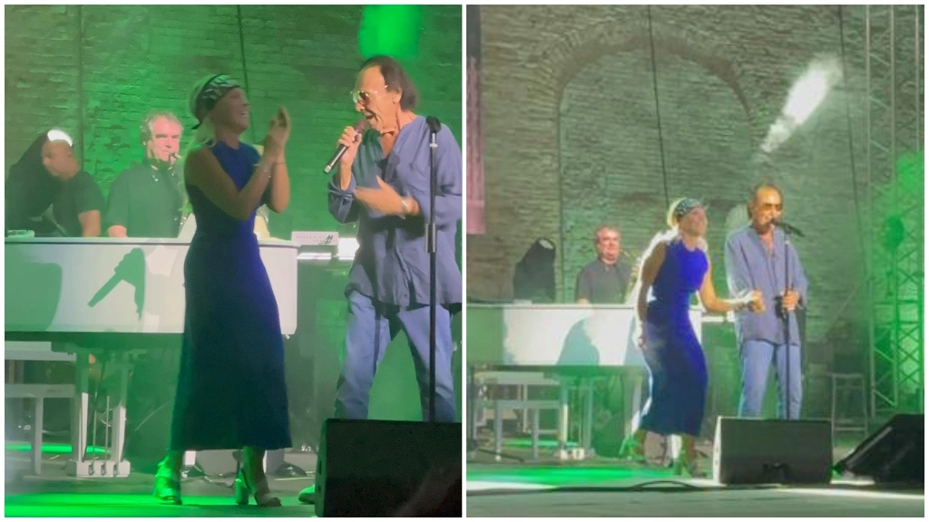 La superfan Silvia Castelli, medico tolentinate, sul palco dello Sferisterio con Antonello Venditti