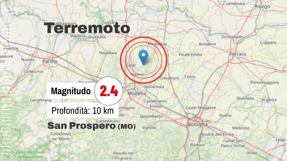 Terremoto, l’Istituto Nazionale di Geofisica e Vulcanologia ha registrato una scossa di magnitudo 2.4 nel Modenese