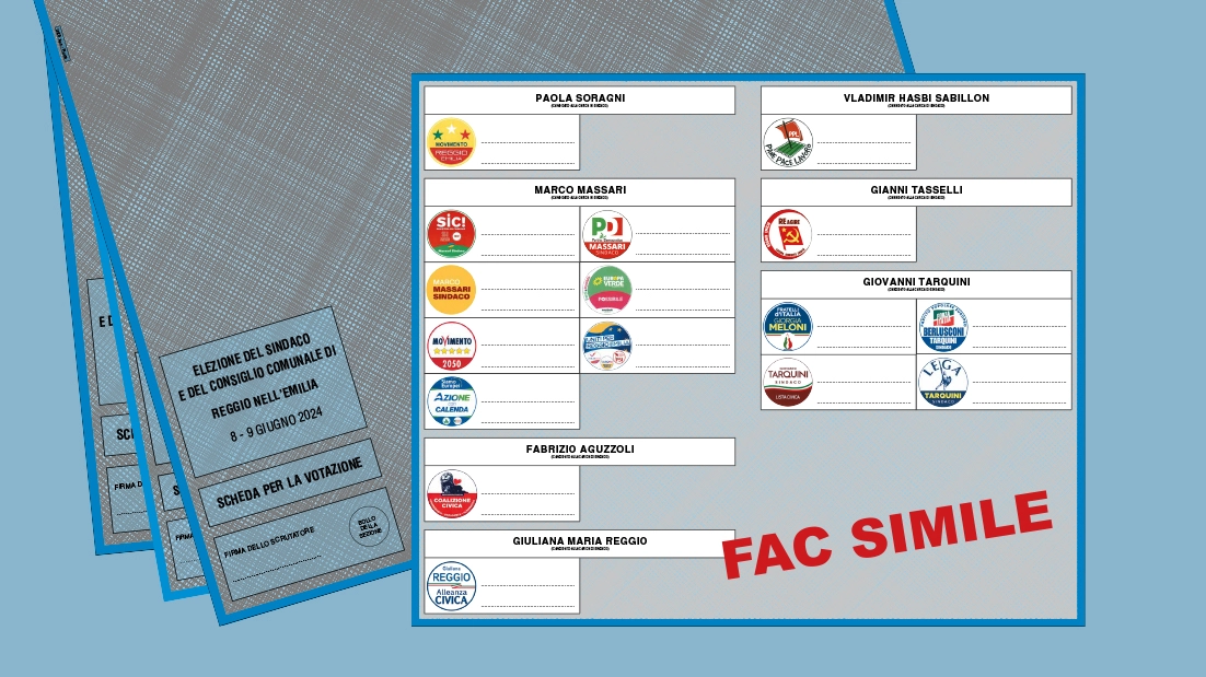 Elezioni comunali a Reggio Emilia: il fac simile della scheda elettorale