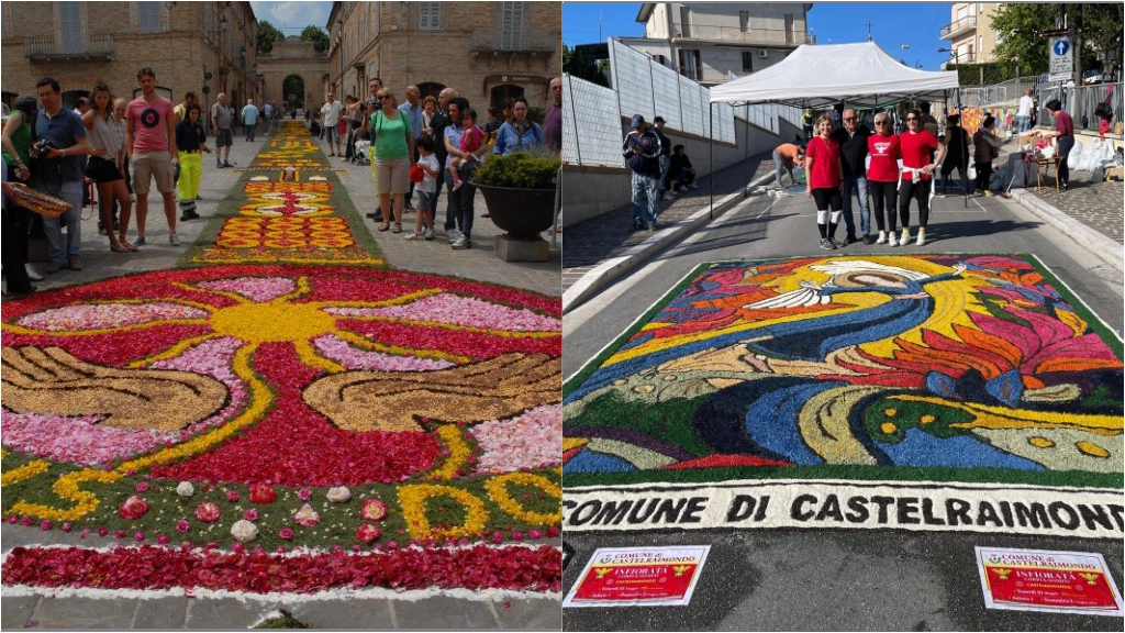 Infiorata del Corpus Domini nelle Marche: dal Pesarese all'Ascolano, tanti paesi risplendono con i quadri di fiori che colorano le vie del centro