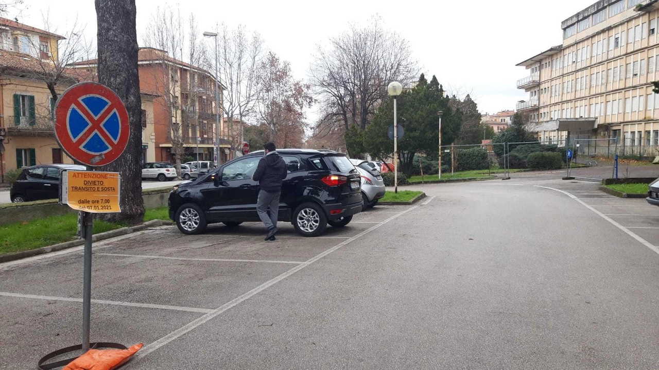 Il parcheggio dell’ospedale