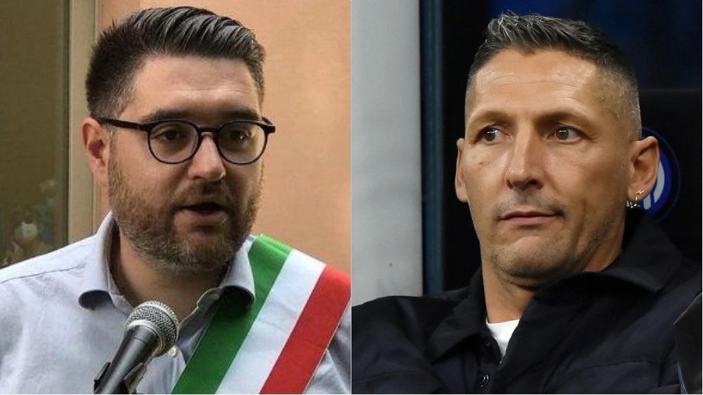 Il sindaco di Vezzano Stefano Vescovi e l'ex calciatore Marco Materazzi
