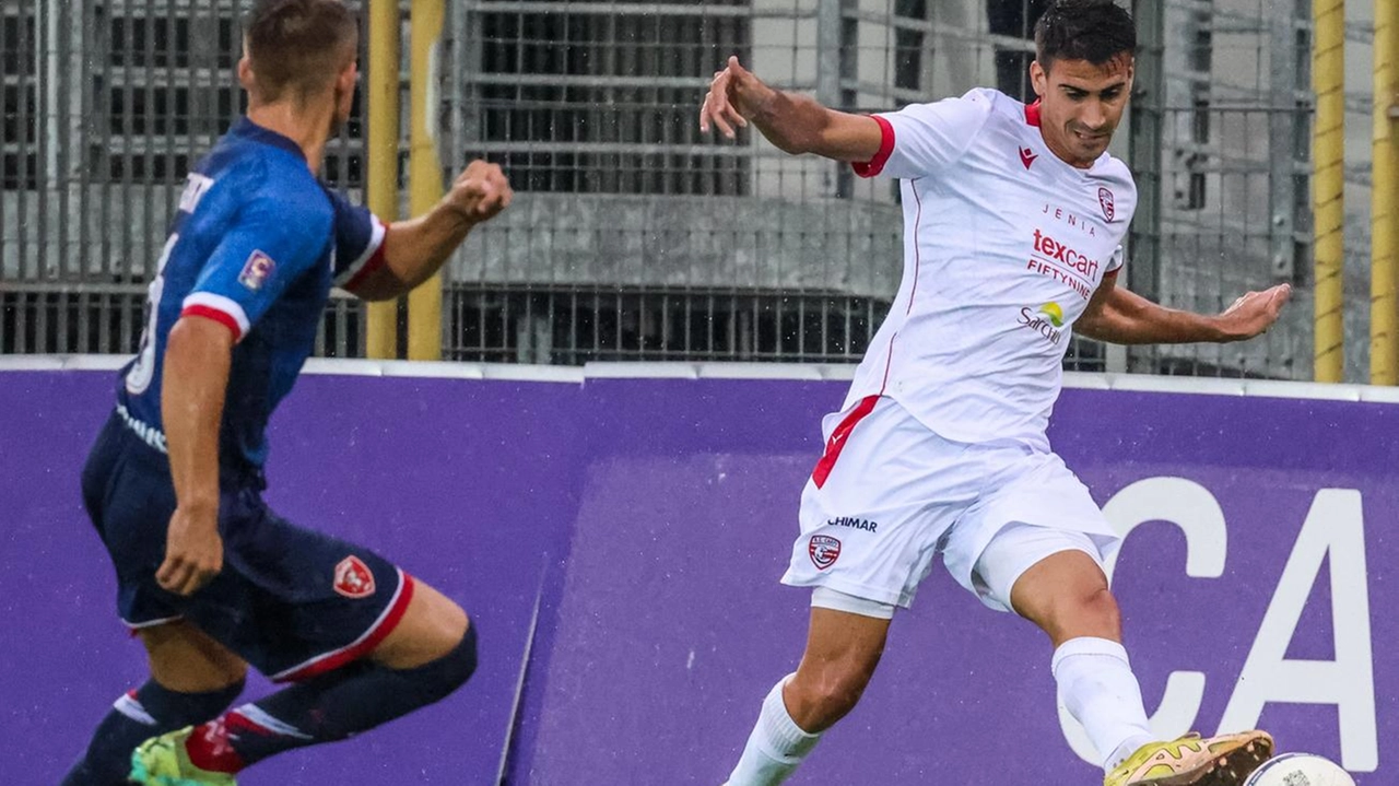 Matteo Rossini in azione nella gara contro il Perugia