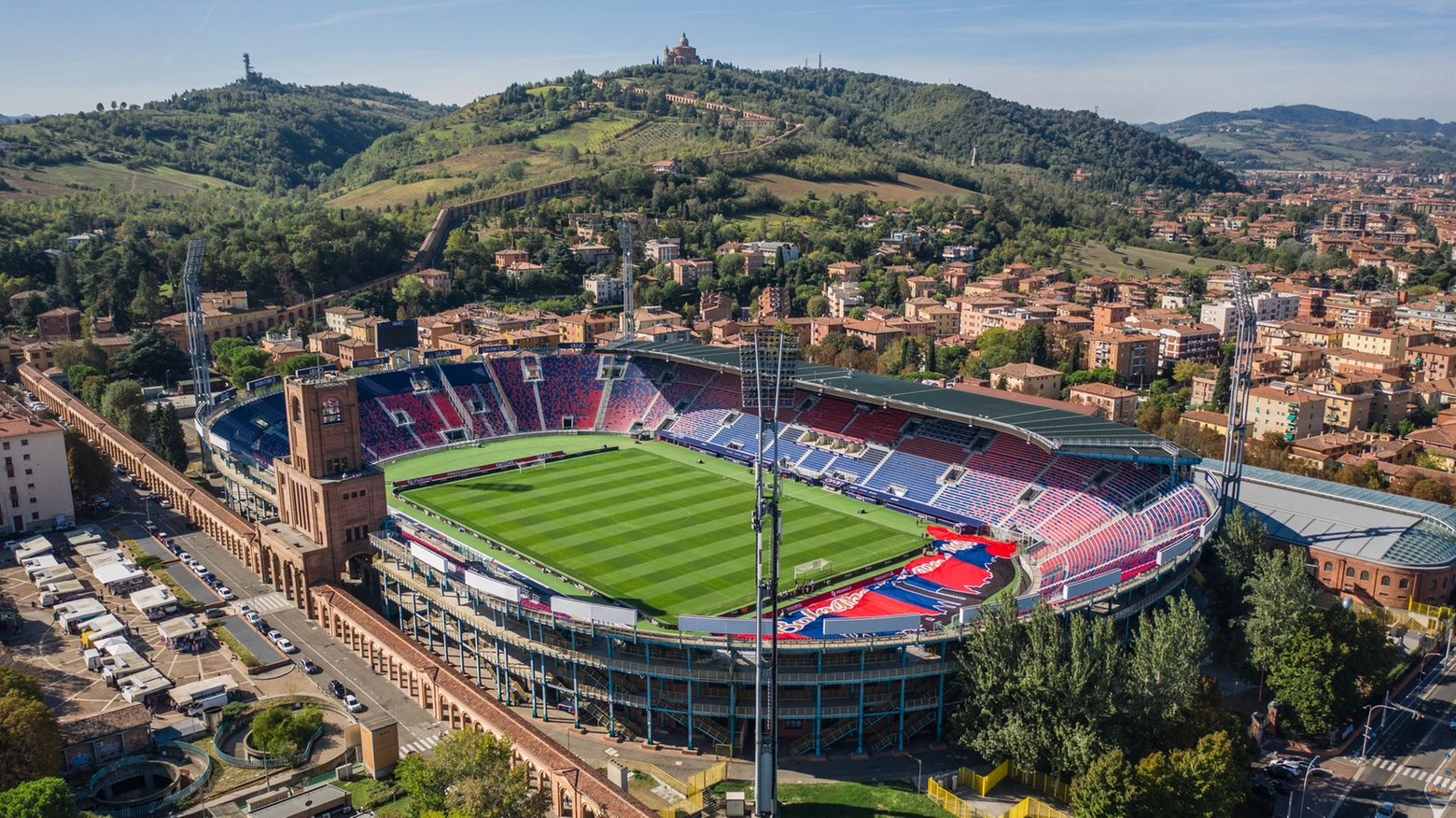 Bologna, Italy, September 2019 - Aerial view of Renato Dall'Ara Stadium