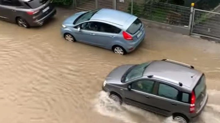 Le strade allagate a Bellaria Igea Marina a causa del nubifragio