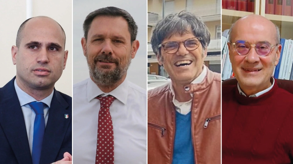 I candidati sindaco di Bellaria-Igea Marina: da sinistra Filippo Giorgetti, Ugo Baldassarri, Giovanni Giovanardi e Primo Fonti