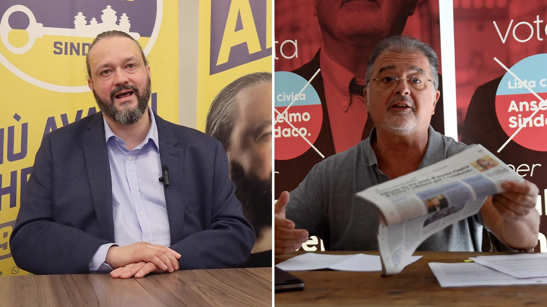 Il sindaco Alan Fabbri e lo sfidante Fabio Anselmo