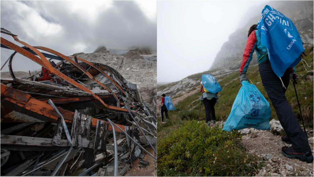 Rifiuti sulla Marmolada, recuperata la spazzatura dei rifugi militari della Grande guerra