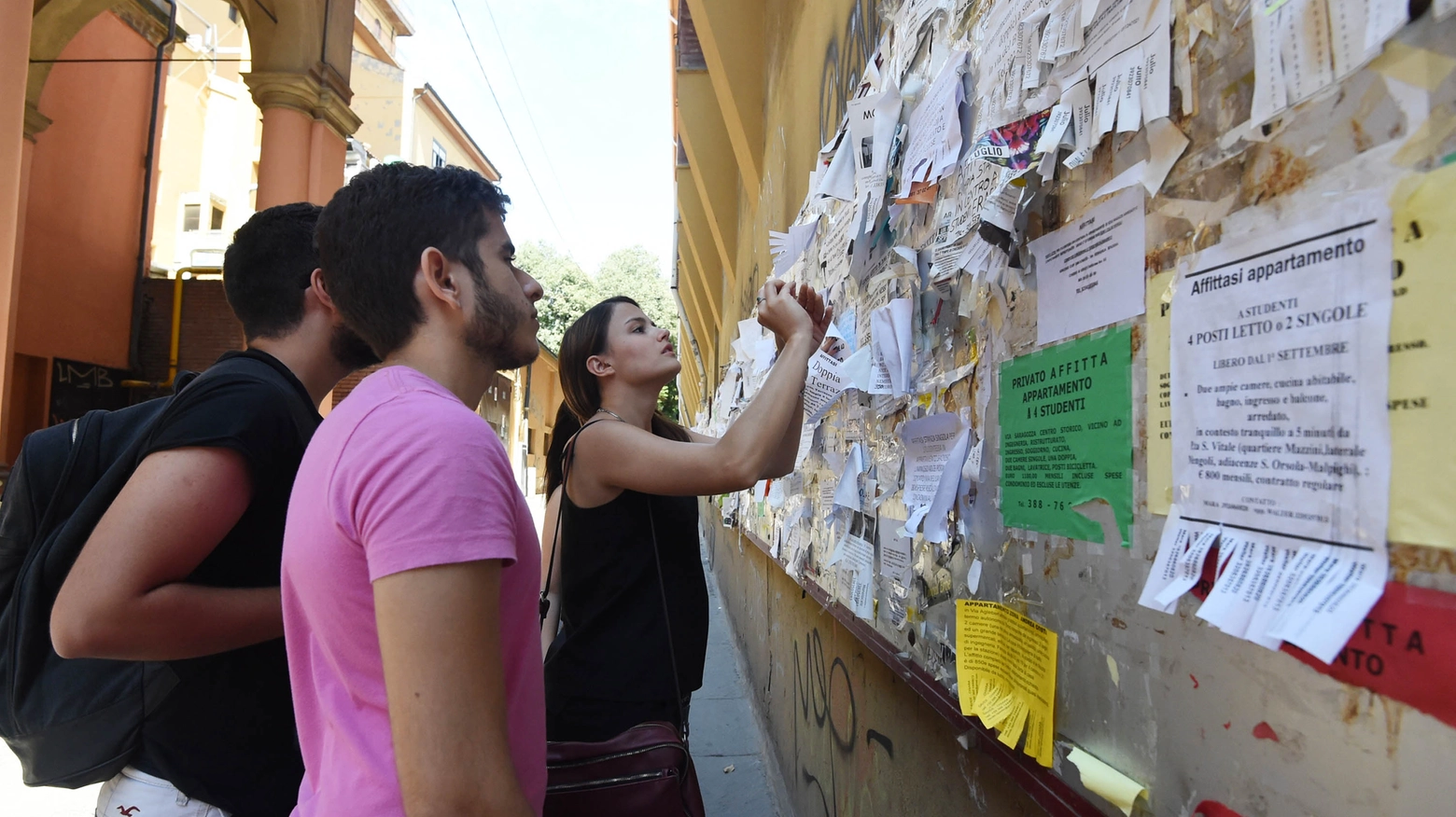 Studenti a Bologna cercano tra gli annunci di case in affitto