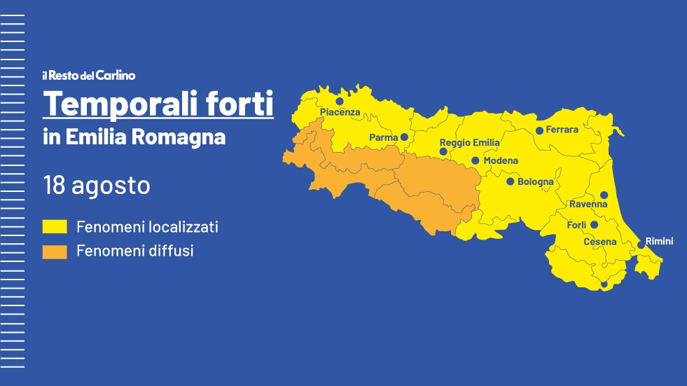 Allerta meteo arancione e gialla in Emilia Romagna per domenica 18 agosto: piogge intense e possibile innalzamento d'acqua dei fiumi minori