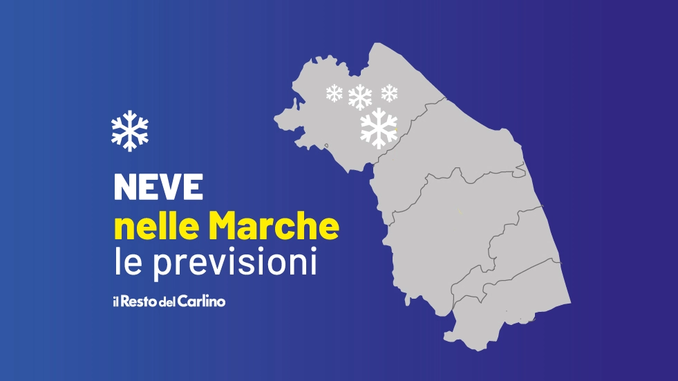 Neve in arrivo nelle Marche, fiocchi fino a quota mille metri sull’Urbinate