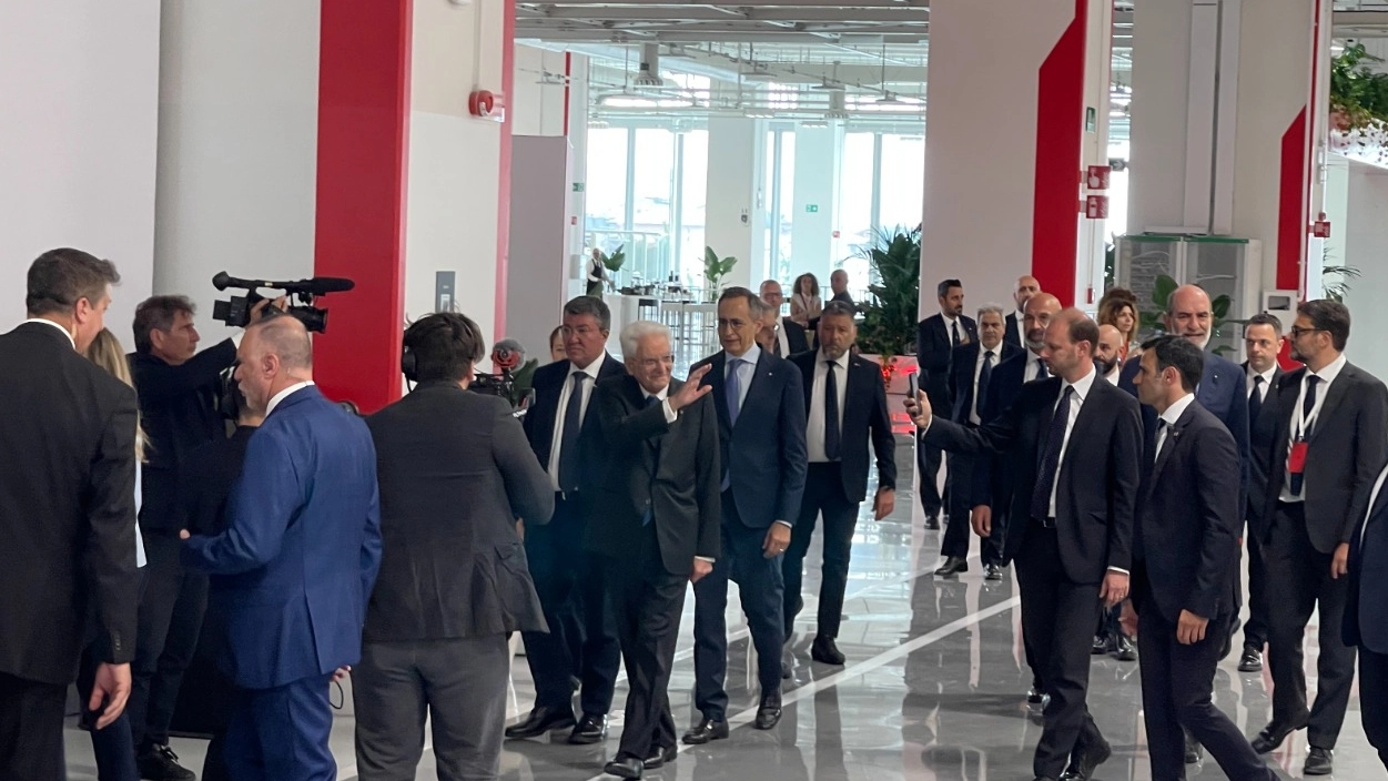 Il presidente della Repubblica Sergio Mattarella giunto nel quartier generale della Ferrari a Maranello