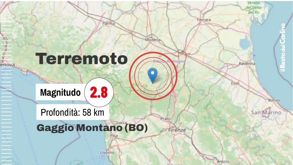 Terremoto nel Bolognese, scossa di magnitudo 2.8