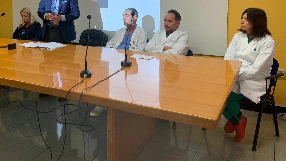 Un momento della conferenza sui dati del Piano Nazionale Esiti 2024, all’ospedale di Macerata