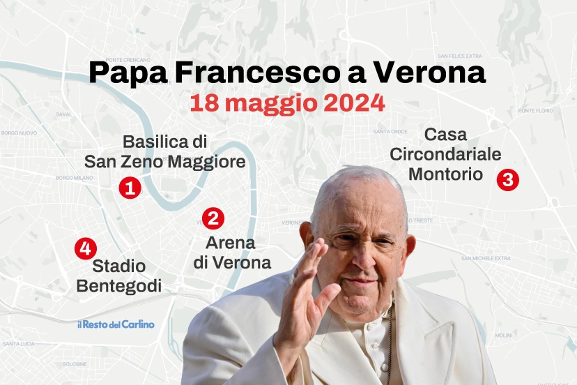L'itinerario della visita di Papa Francesco a Verona