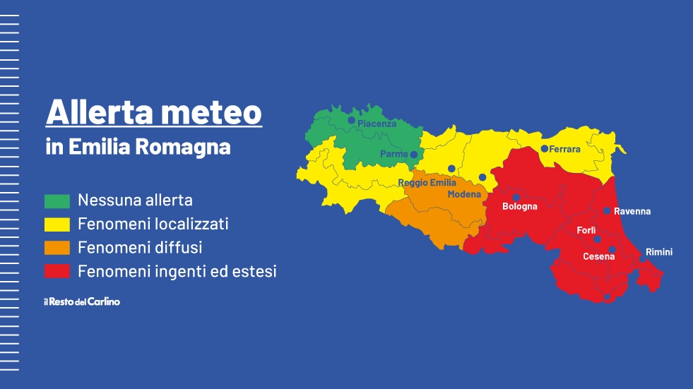 Allerta meteo rossa in Emilia Romagna per possibili piene dei fiumi e frane