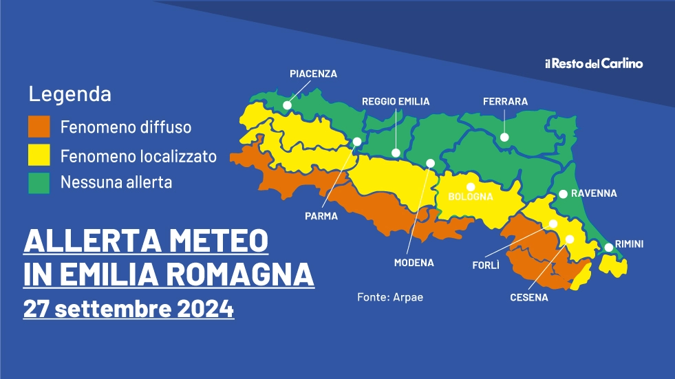 Venti di burrasca, allerta meteo in Emilia Romagna per venerdì 27 settembre