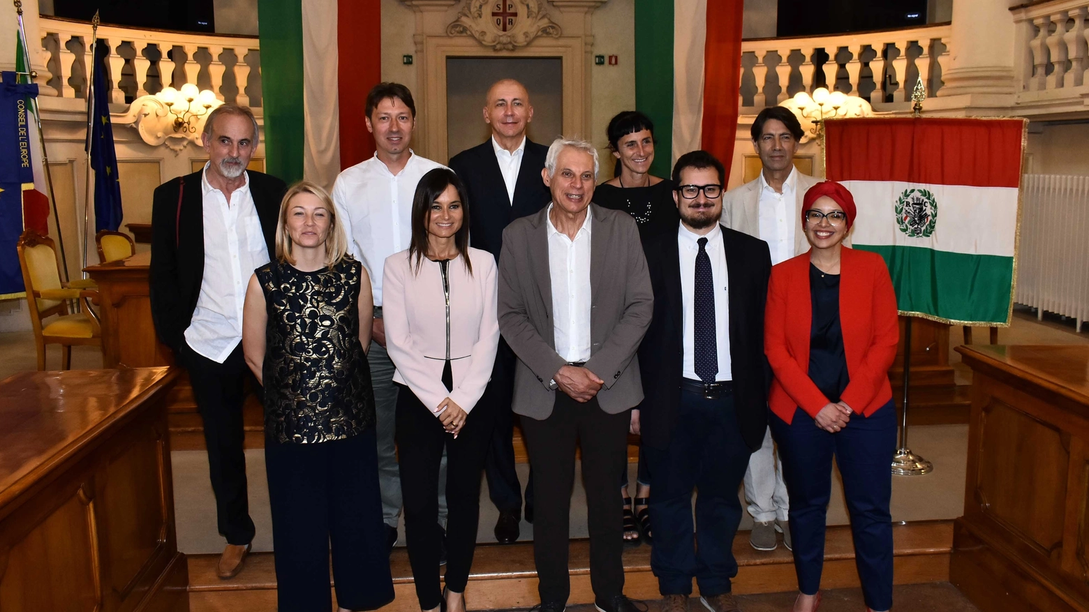 Sei uomini e quattro donne che compongono la nuova squadra di coalizione centrosinistra alla guida di Reggio Emilia  (foto Artioli)