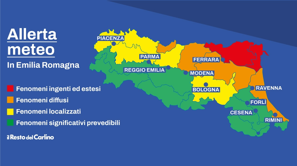 Allerta meteo in Emilia Romagna per martedì 22 ottobre: è rossa per piene dei fiumi nelle province di Ferrara