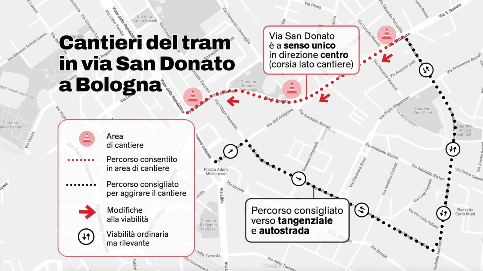 Strade chiuse e modifiche alla mobilità. I tratti interessati sono da viale della Repubblica fino a via Andreini e il tratto di via Emilia Ponente, tra via del Milliario e via Ferriera