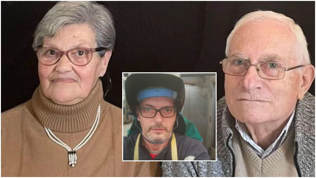Luisa Marconi, 70 anni, e il marito Giuseppe Ricci, 75. Nel riquadro il loro figlio e assassino, Luca Ricci, 50 anni.