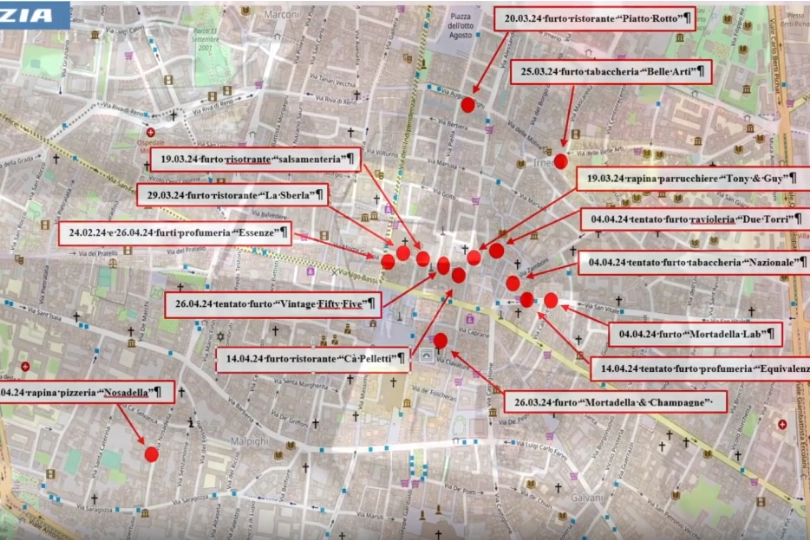 I luoghi dove sono state compiute le spaccate in centro a Bologna