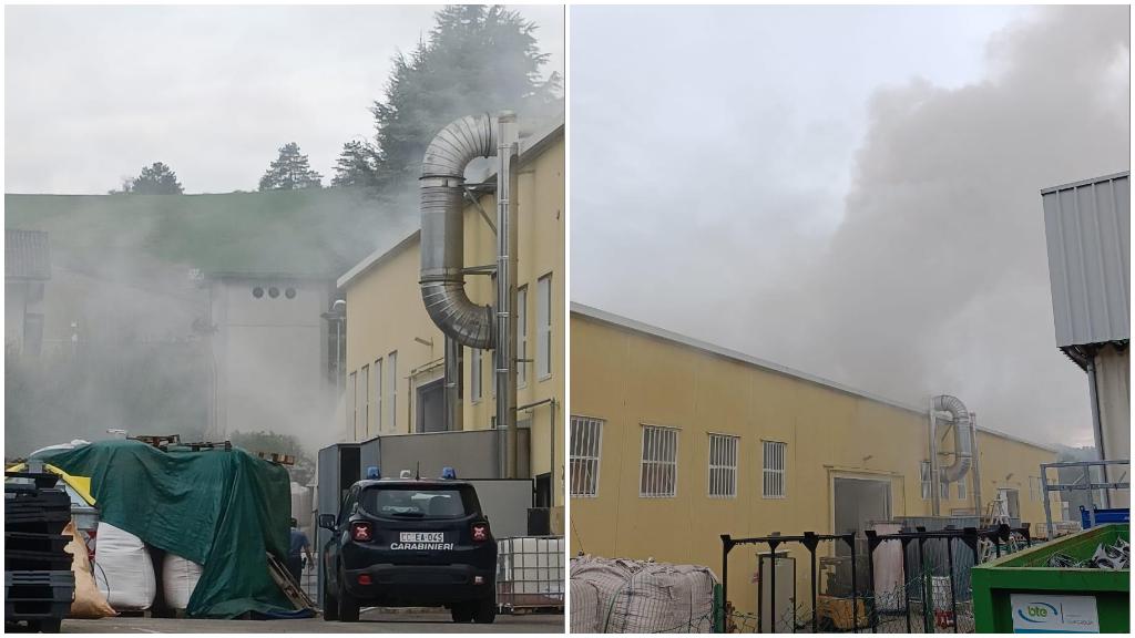 Incendio alla ‘Mondial Sughero’: alta colonna di fumo in cielo