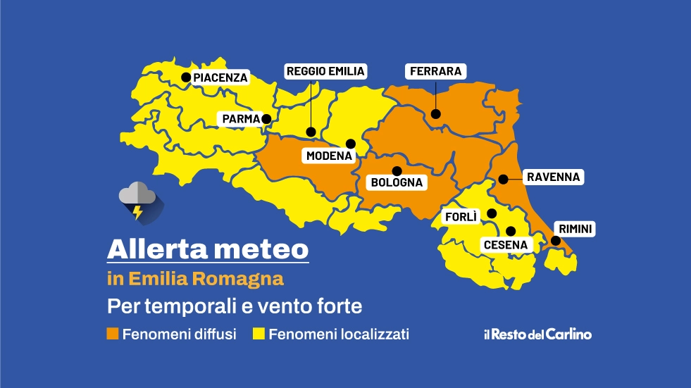 Nuova allerta meteo in Emilia Romagna: l'ondata di maltempo prosegue lunedì 19 agosto. Sono previsti temporali intensi, le zone più a rischio sono quelle colorate di arancione