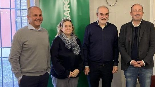 Da sinistra, il sindaco di Frontino Andrea Spagna, Lidia Lazzerini, Amilcare Gaboardi e Daniele Vimini alla presentazione