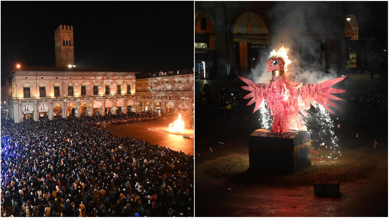 Capodanno: migliaia in piazza a Bologna per salutare il 2025 con il rogo del Vecchione