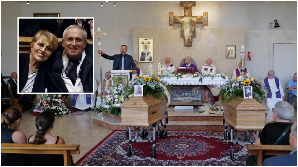 Gremita la chiesa di via Gervasi per i funerali di Rita Marcheselli e Giancarlo Briganti