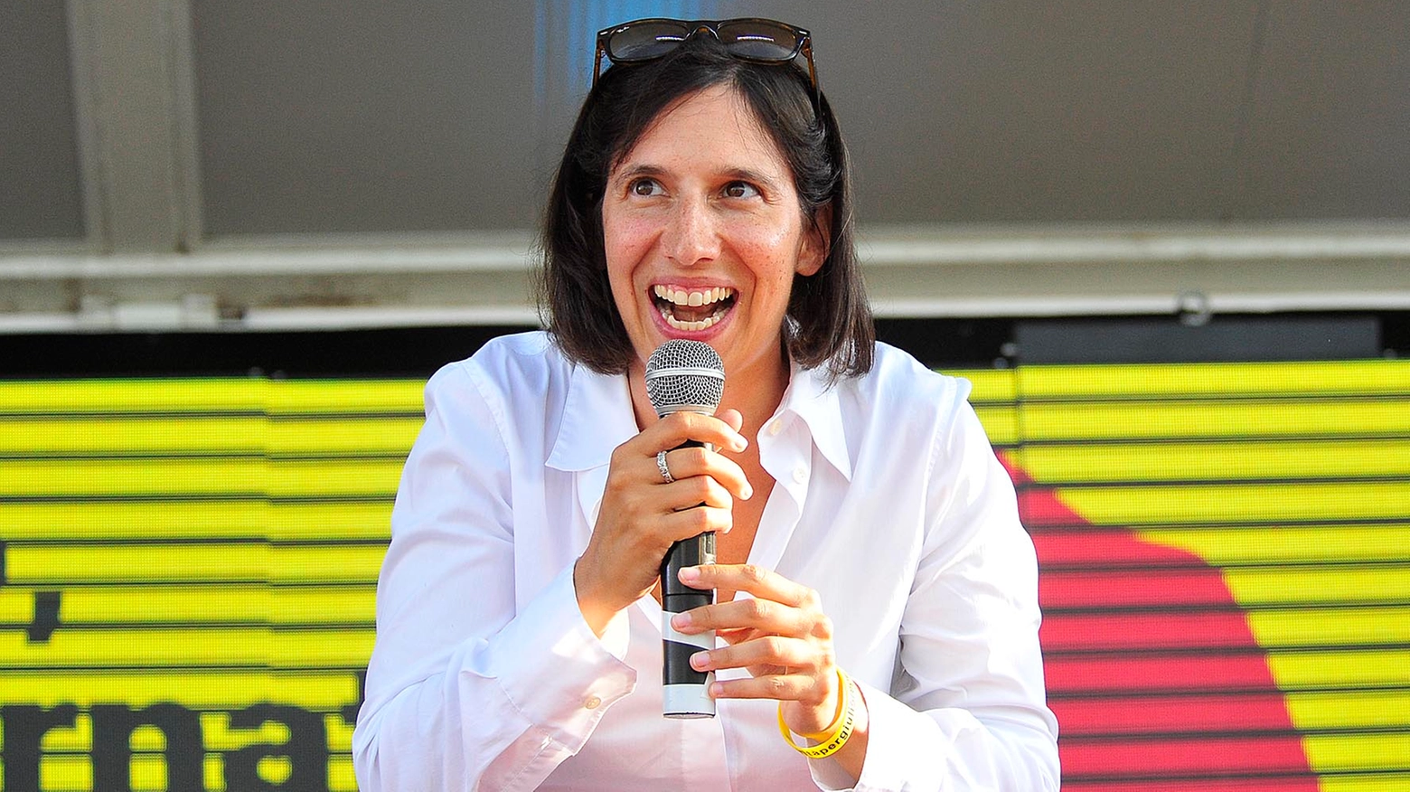 Elly Schlein alla Festa dell'Unità di Pesaro la sera di domenica 1 settembre