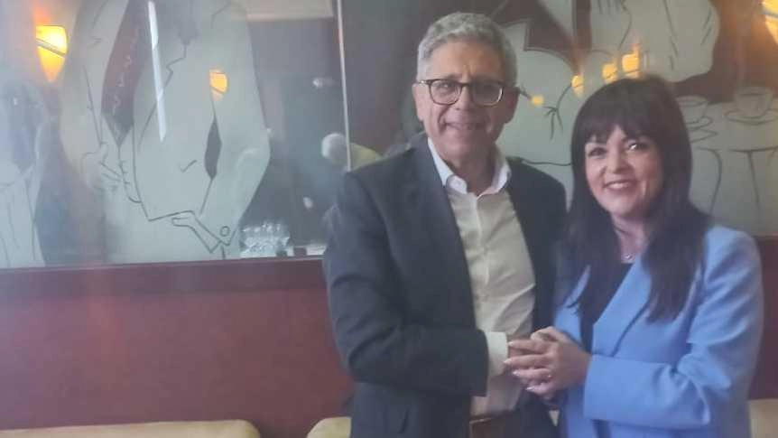 Il candidato alle regionali Stefano Spinelli e la coordinatrice provinciale di FdI Alice Buonguerrieri