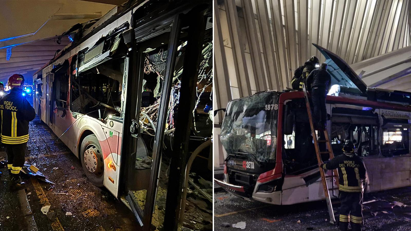 Bus esplode davanti alla stazione Mediopadana di Reggio Emilia