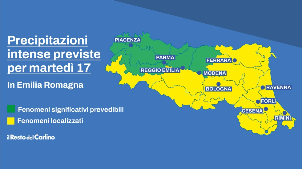 Allerta gialla in Emilia-Romagna, le province coinvolte