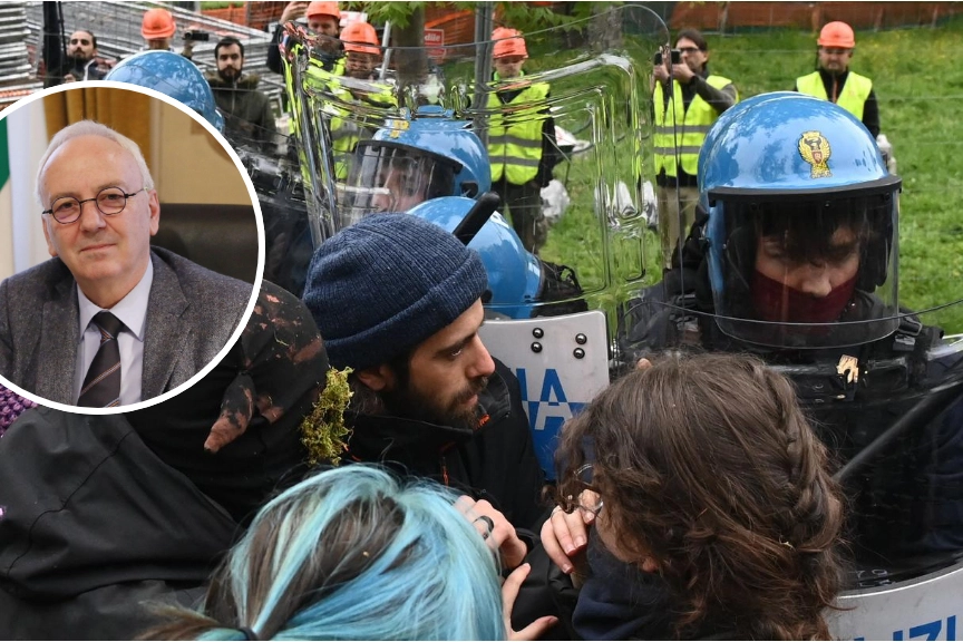 Il prefetto Attilio Visconti e un momento degli scontri tra manifestanti e polizia al Don Bosco, mercoledì scorso