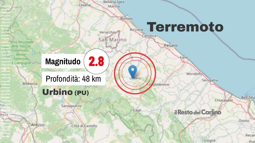 Una scossa di terremoto è stata registrata dall'Ingv (Istituto nazionale di Geofisica e Vulcanologia) nella notte a Urbino, con magnitudo 2.8