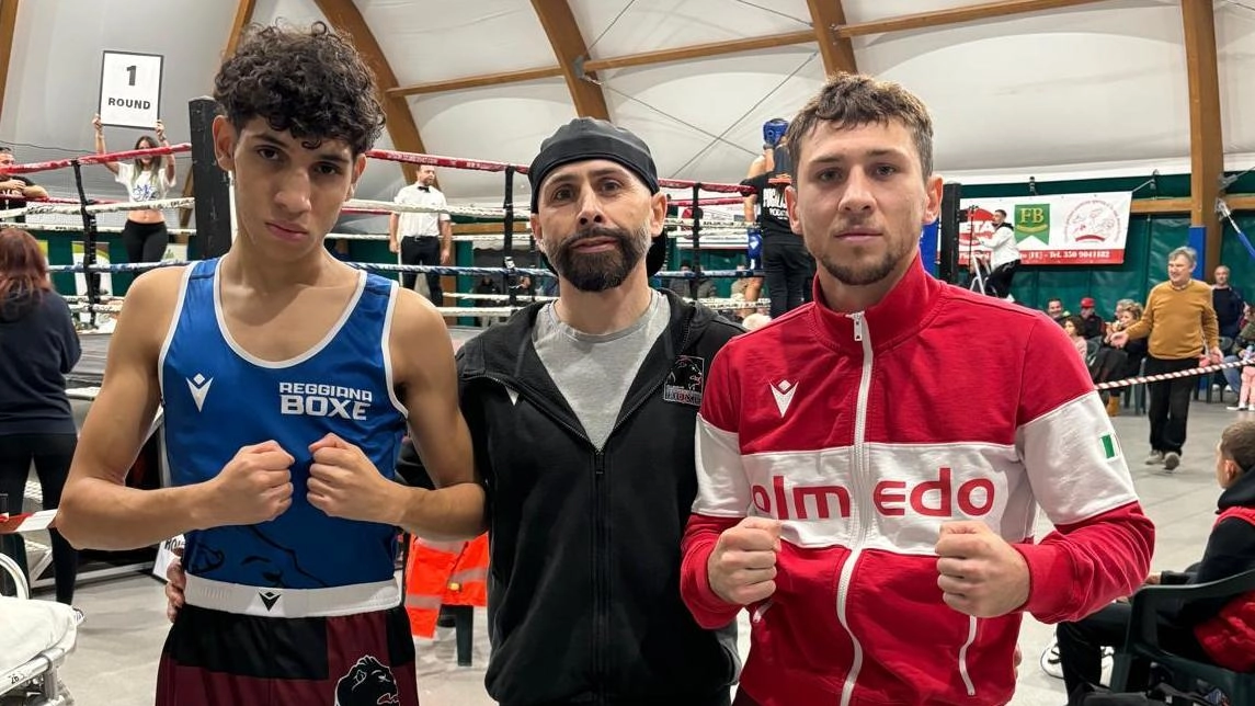 Il maestro Michael Galli con gli allievi Giacomo Giannotti e. Yassin Belaouane