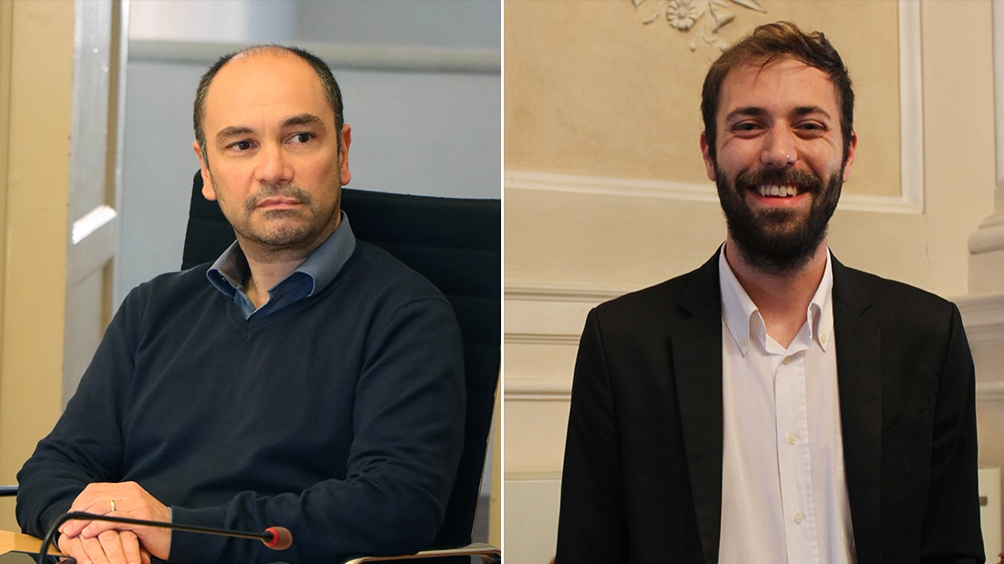 I candidati sindaco di Copparo Fabrizio Pagnoni (a sinistra) e Enrico Bassi (a destra)