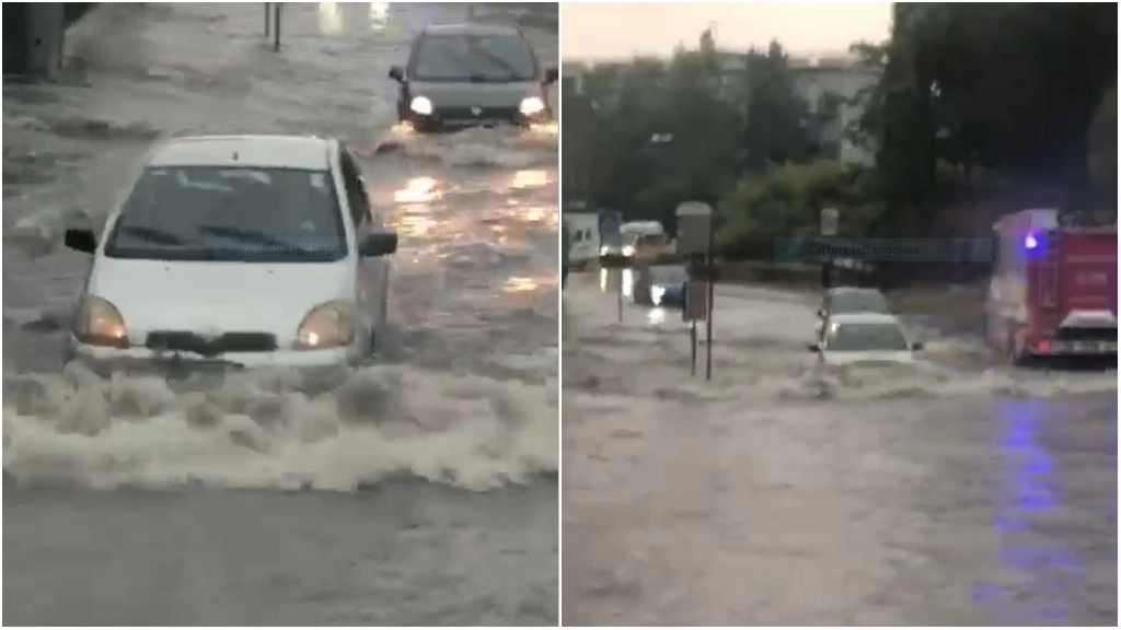 Strade allagate e a Rimini a causa del violento maltempo di oggi