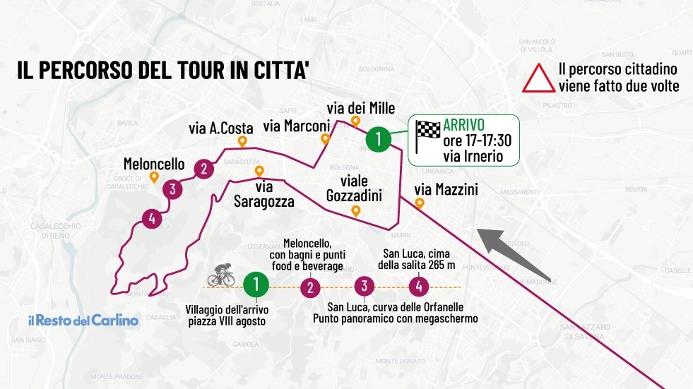 I percorso del Tour de France a Bologna: strade chiuse e cambiamenti della circolazione