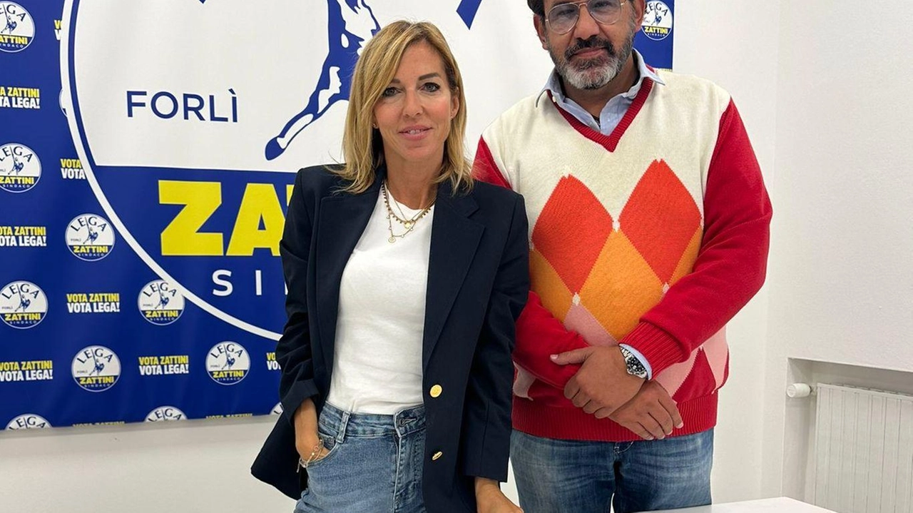 Simona Buda e Marco Catalano presso la sede della Lega. Morrone esclude che la Buda lasci Alea (è appena stata rinnovata): «Non c’è incompatibilità con la candidatura». Pestelli (FdI) ha invece lasciato Forlifarma