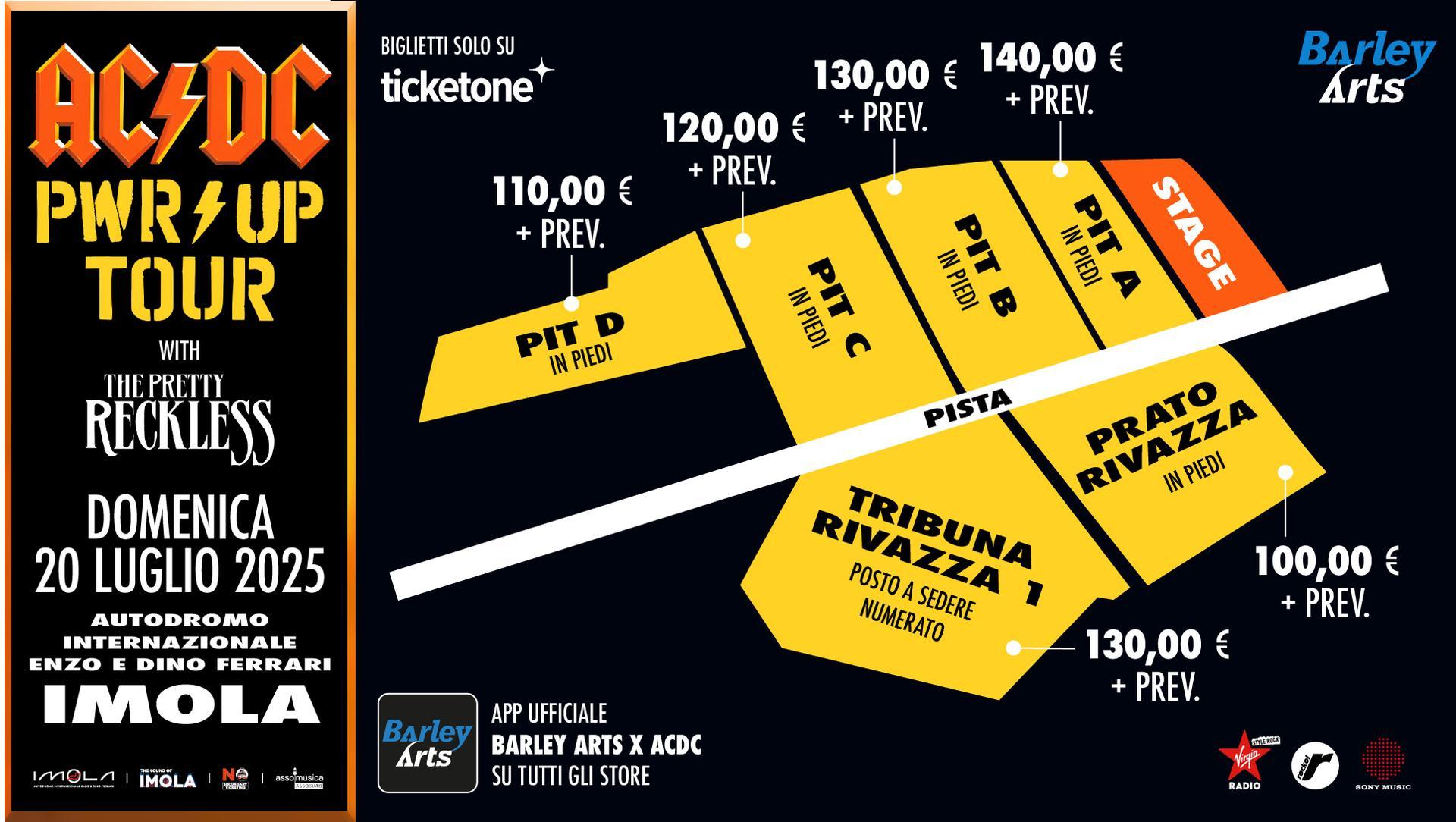 AC/DC a Imola, corsa al biglietto: 6 settori nell’area concerto