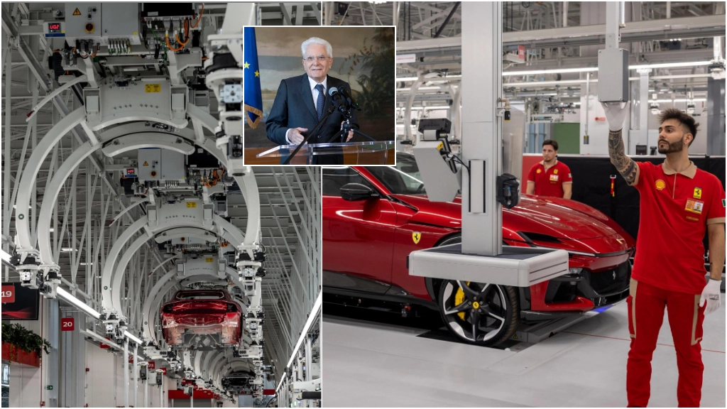 Il Presidente della Repubblica Mattarella a Maranello per inaugurare il nuovo stabilimento dove verranno prodotte auto elettriche, ibride e termici