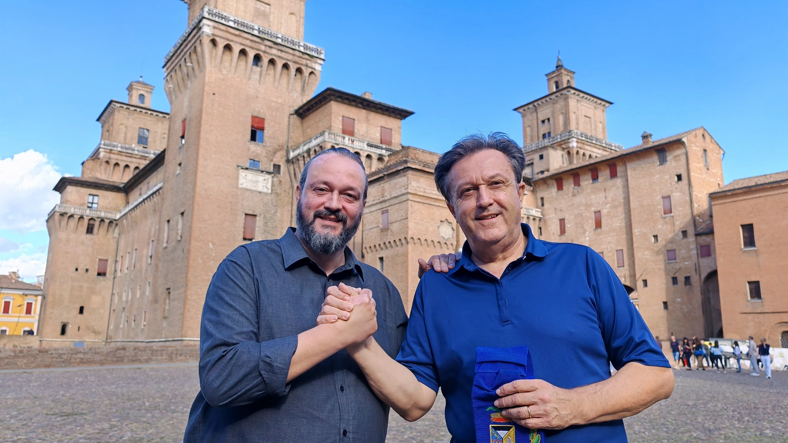 Il sindaco Alan Fabbri con il neo presidente, Daniele Garuti