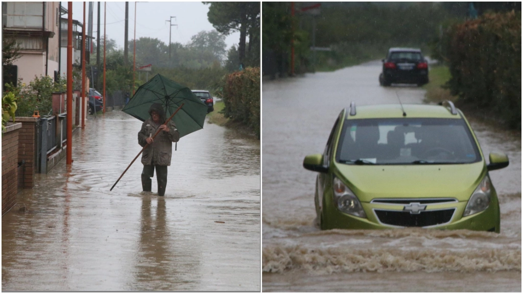 Strade come ruscelli a Ronta di Cesena (Foto Ravaglia)