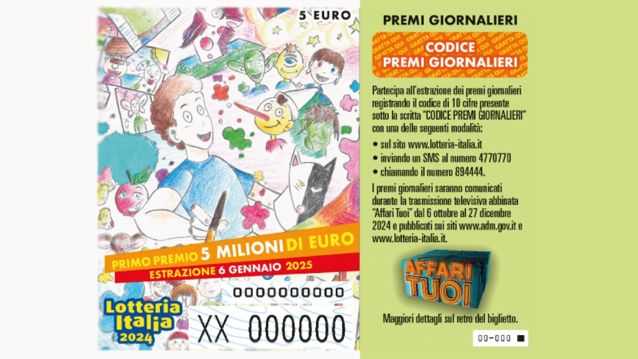 Lotteria Italia 2025, un fac-simile del biglietto (foto da Lotteriaitalia.it)