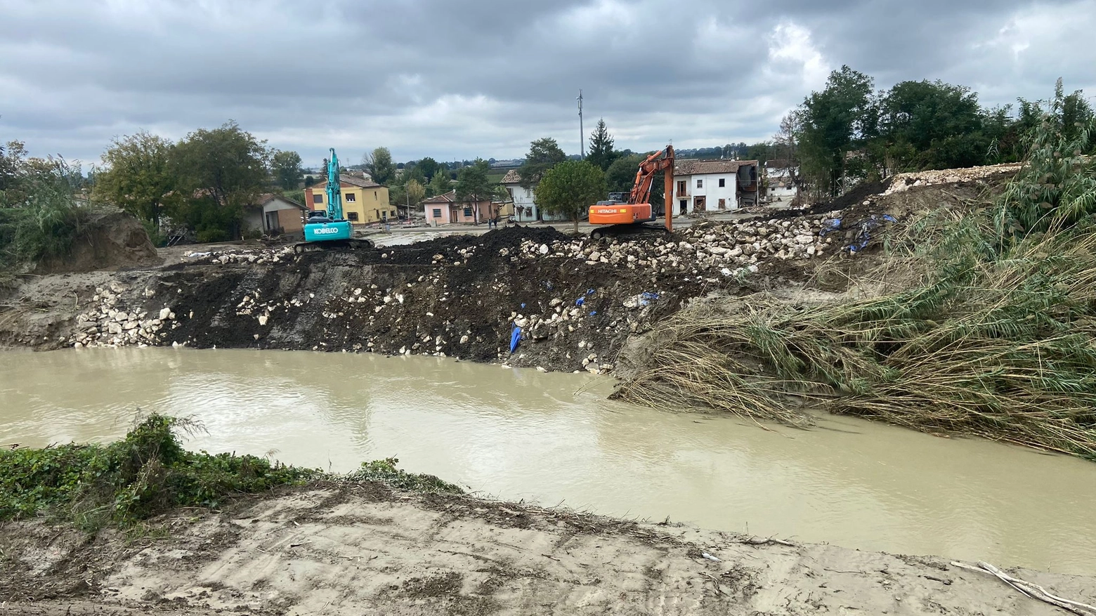 Effetti dell'alluvione nella frazione bagnacavallese di Traversara