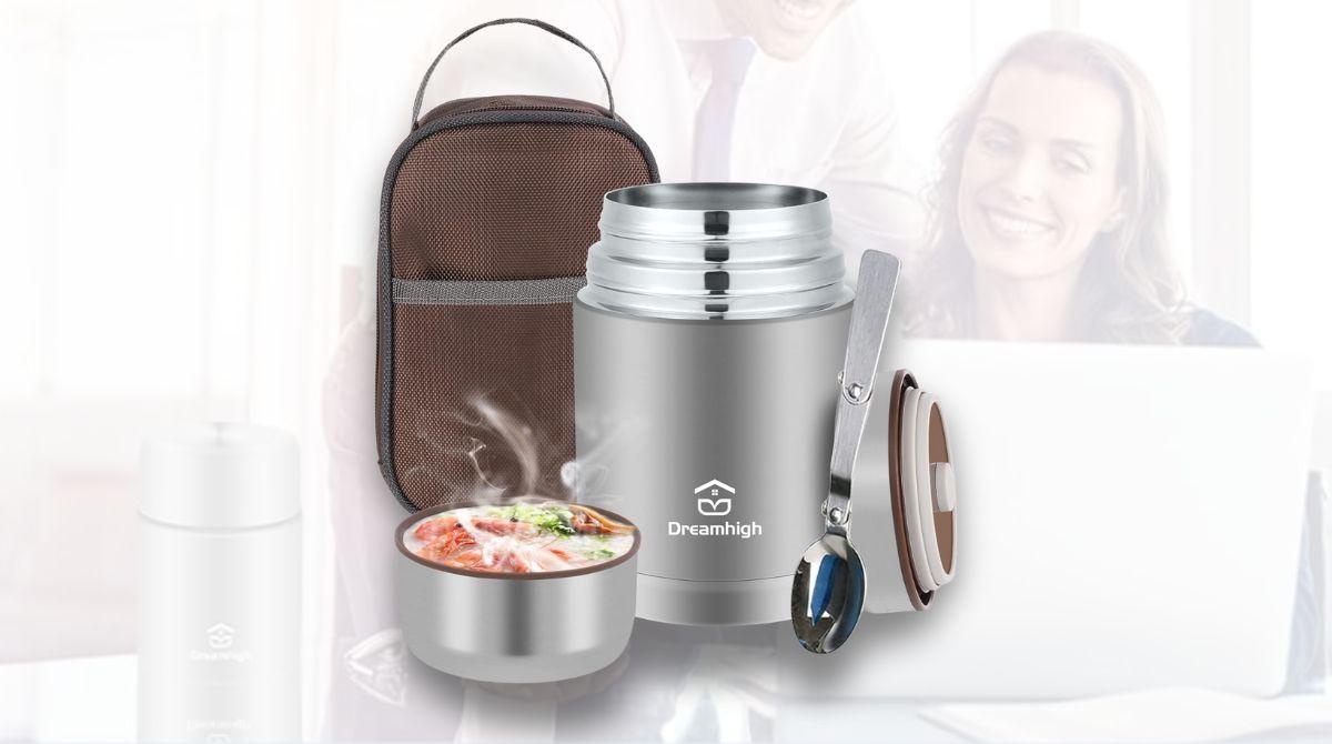 Caldo o freddo, pranzo sempre perfetto: termos Dreamhigh® in acciaio con accessori inclusi