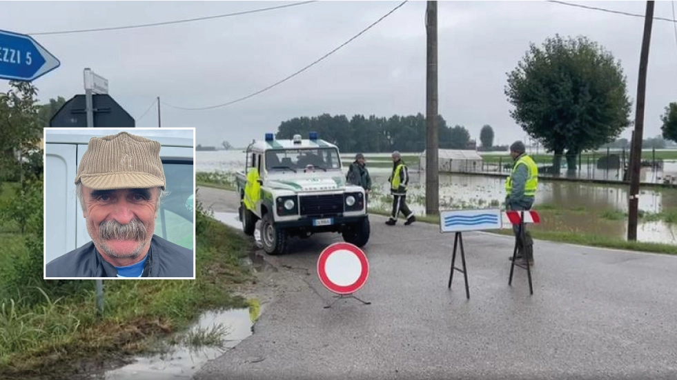 L'alluvione a Budrio; nel riquadro, Bruno Cassani, titolare di un'azienda agricola